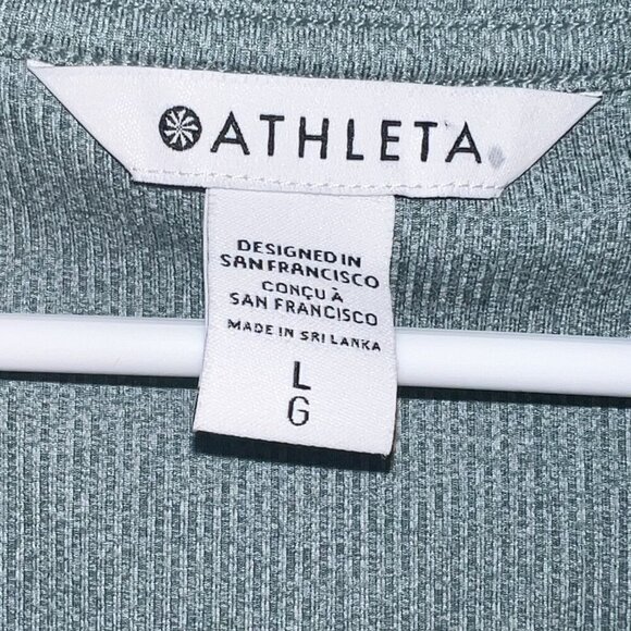 NWT Athleta Untempo Ribbed Henley Top Blue/Green Size L - Picture 2 of 6